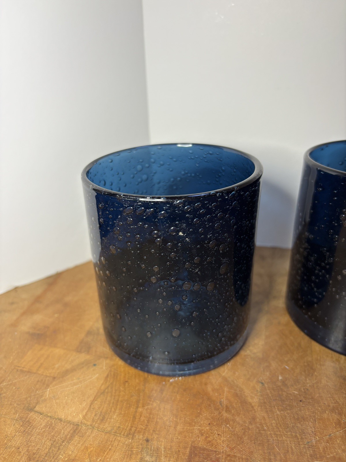 Set Of 4 Artland Bubble Glass Double Old Fashion Whiskey Tumblers 12 oz Blue