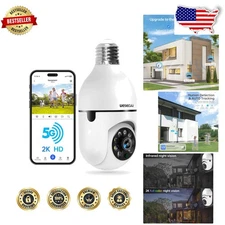 Alexa Compatible Bulb Camera 2K, Dual-Band WiFi, Two-Way Talk, Outdoor