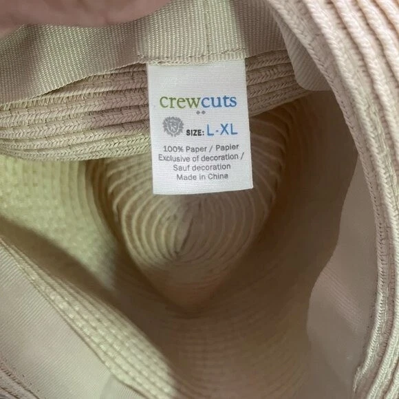 Sombrero para el sol de papel beige Crewcuts blanco azul cinta talla XL exterior Foto 4 de 4