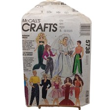 UNCUT McCalls Crafts Fashion Doll Clothes Sewing Pattern 5738 For Barbie  11 1/