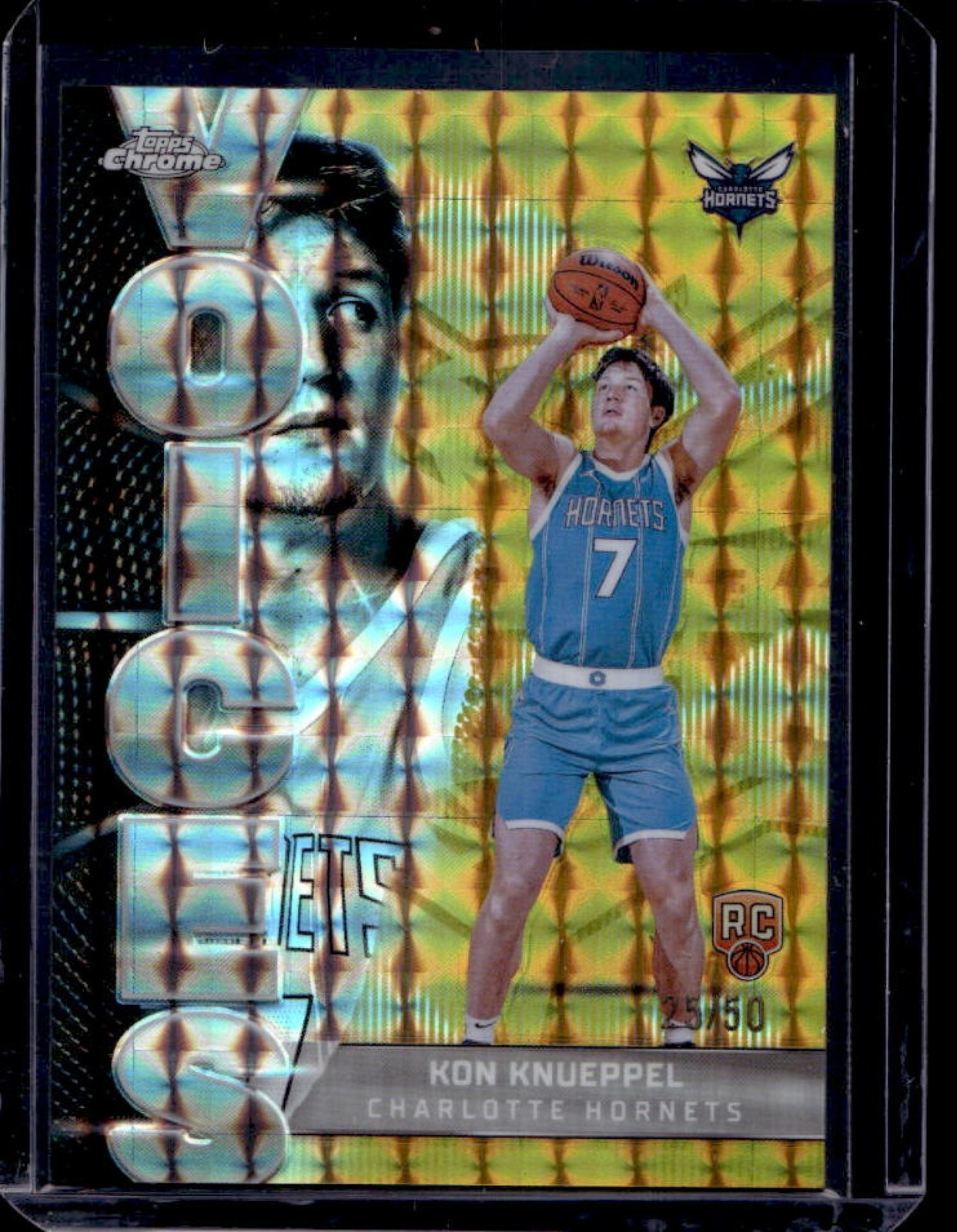2025-26 Topps Chrome Kon Knueppel Voices RC Geometric Gold Refractor #25/50