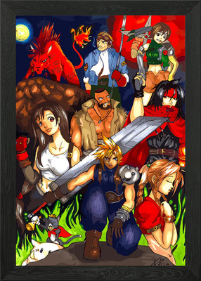 Final Fantasy VII Figuren gerahmtes Wandbild Poster Leinwanddruck Bild