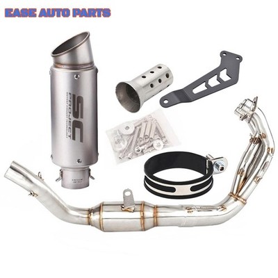 51mm Full Exhaust Header Link Pipe Muffler Titanium For Yamaha MT09 2020-2023