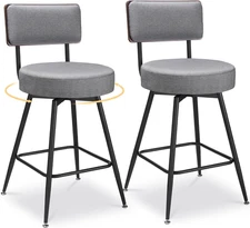 Counter Height Bar Stools, 25" Swivel Bar Stools Set of 2, round Swivel Bar Chai