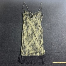 Whimsigoth Lace Babydoll Mini Dress Large Sheer Black Green Fairy Y2K New