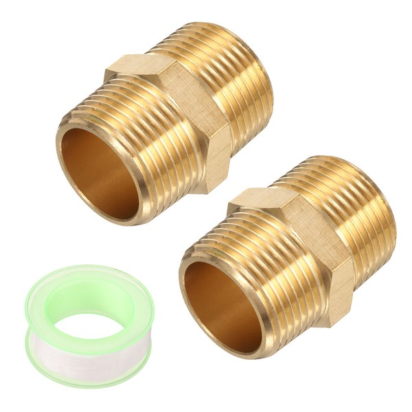 2 StüCk Sechskant-Nippel Messing Rohrfitting 3/4 NPT MäNnlich X 3/4 NPT MäNnlich-image