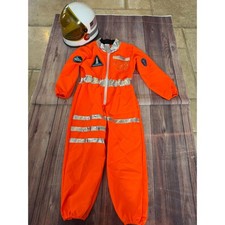 Kids Astronaut Costume Orange Jumpsuit with NASA Helmet Space Pilot XL