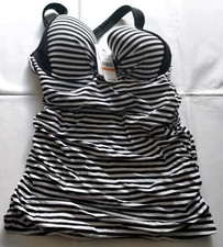 Tommy Bahama Black/White Littlestripe U/W Halter Tankini Size S/P-DD