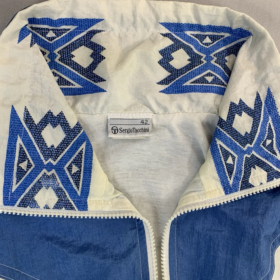 Vintage 80s Sergio Tacchini Color Block Windbreaker Track Jacket 42 Lined - Image 4 of 4