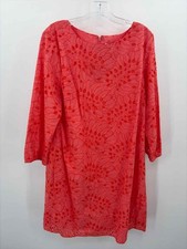 Preston & York Pink Size 16 Eyelet Shift Knee Length Long Sleeve Dress