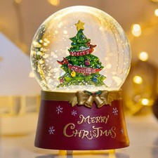 Christmas Snow Globe Lantern Water Glittering Christmas Tree Crown with Music...