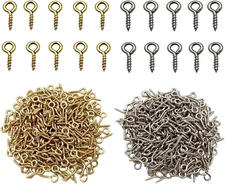 Small Mini Eyes Screw-In Hooks Jewelry Eye Pin,Silver+Gold Colors (500 PCS)
