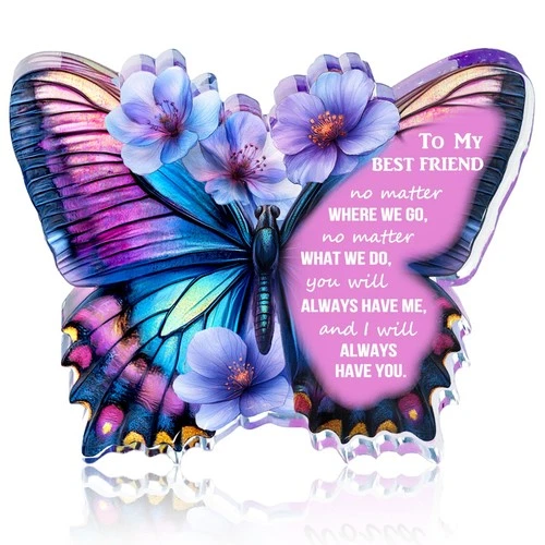 Butterfly Acrylic Plaque Sign Gift for Nana – Violet Flower