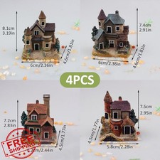 Tiny House Miniature Homes, 4pc Fairy Garden Resin Decor