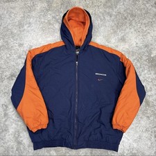 Vintage Denver Broncos Jacket Mens XL Navy Orange NFL Football Hooded Nike 90s