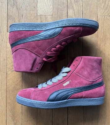   Size 10 Suede Hi Top Classic PUMA Mid Burgundy Maroon Grey