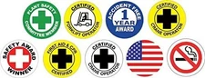 9 pcs Hard Hat Stickers Pack, USA American Flag, 2 inches - Fork Lift Safety