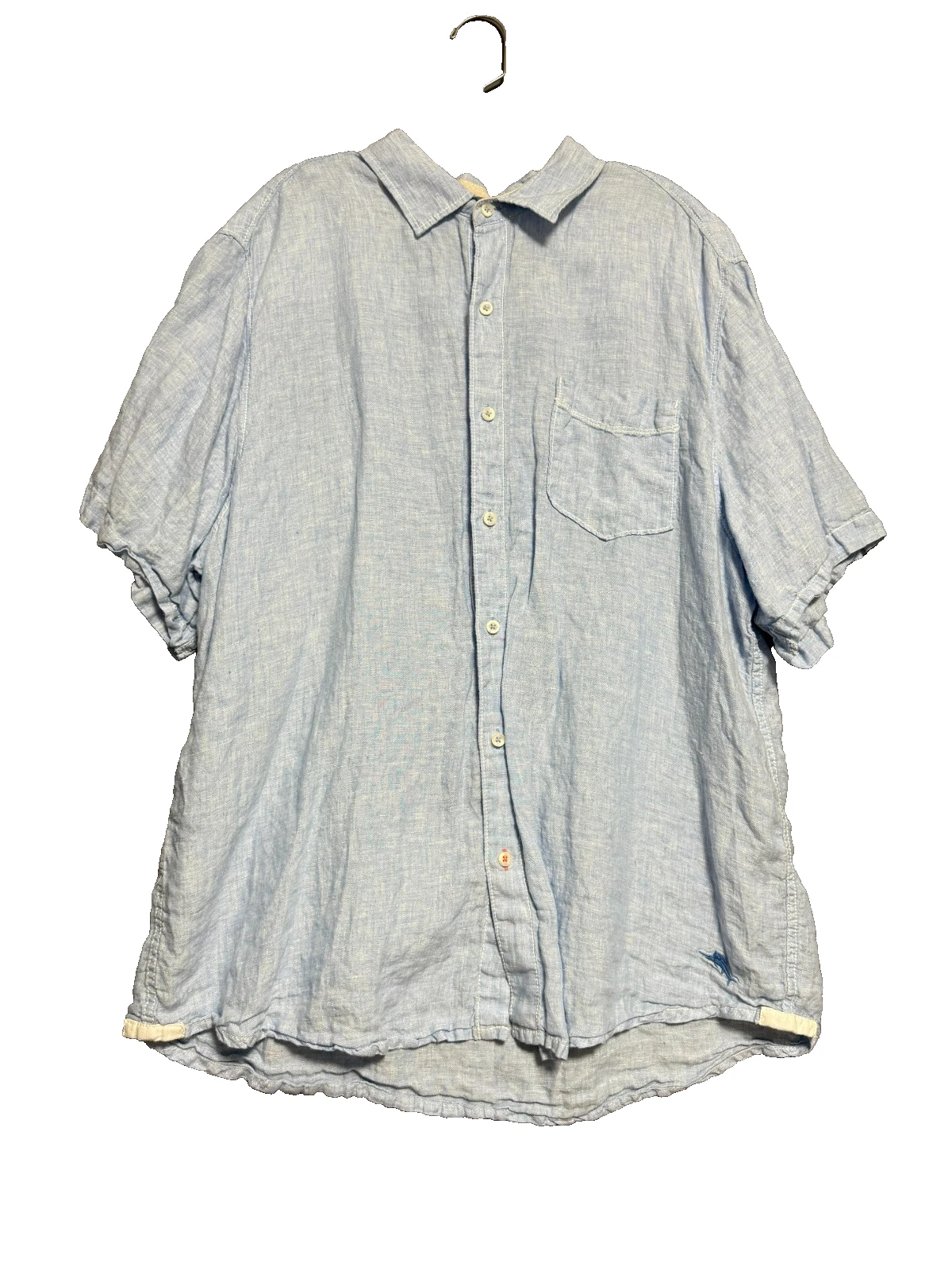 Tommy Bahama Button Up Shirt Mens XL Blue Linen Coastal Casual Islandcore Preppy