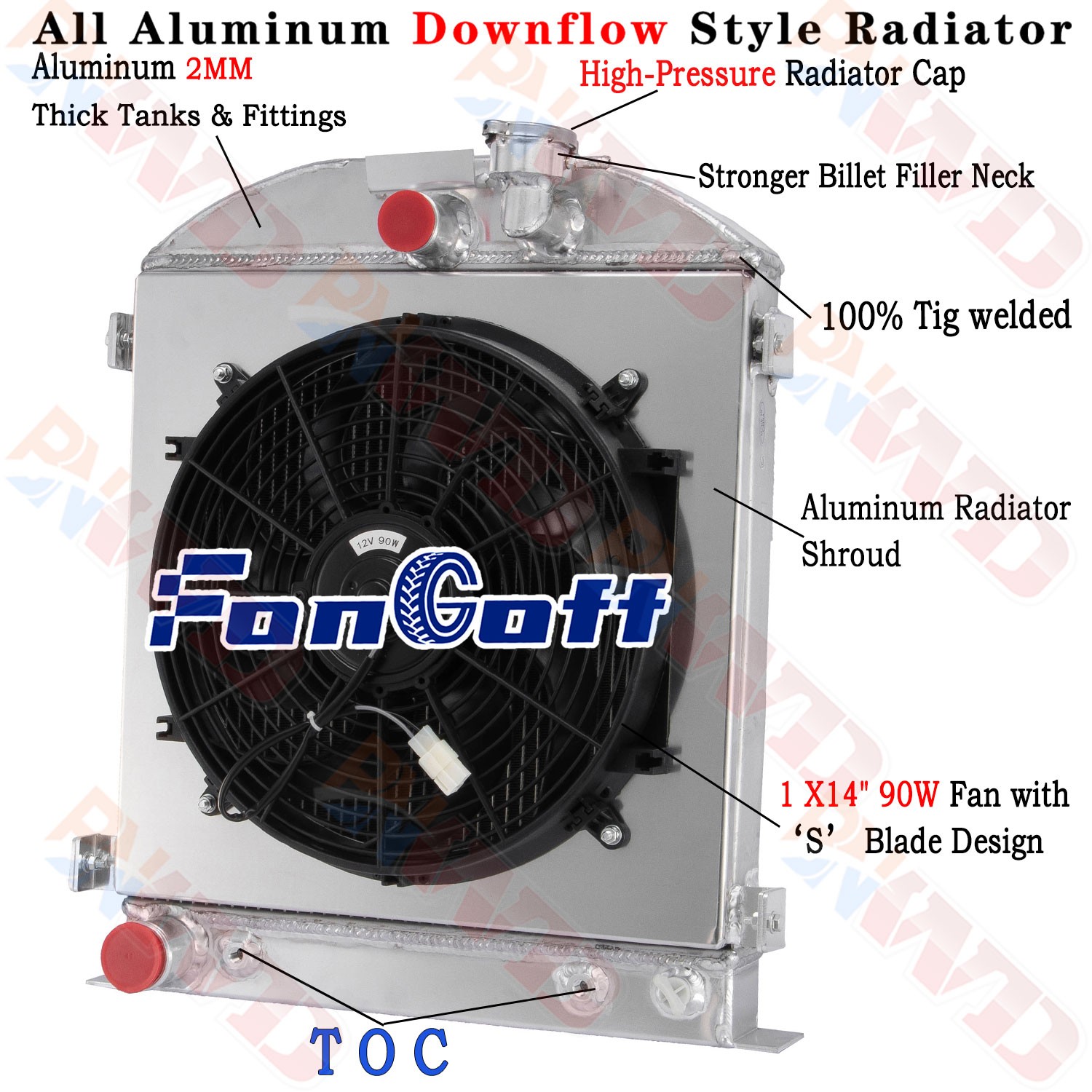 3 Row Radiator Shroud Fan Fits 1930-1932 1931 Ford Hi-Boy Hot Rod Ford V8 Engine