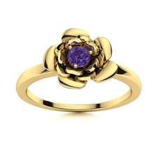 Sterling Silver Crown Chakra Round Natural Amethyst Promise Solitaire Ring