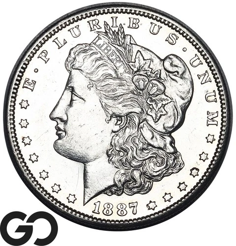 1887-S Morgan Silver Dollar Coin, Choice AU++ Tougher Date