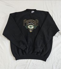 Vintage 90s Green Bay Packers Logo 7 Sweatshirt Black Heavy Weight XL USA Made