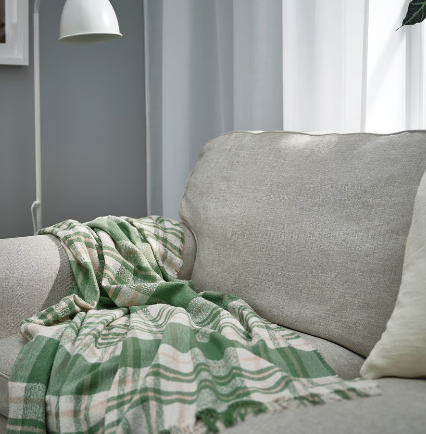 IKEA BISKOPSMOSSA Throw Green Off-White, 130x170 cm BISKOPSMÖSSA Brand NEW thumbnail 5