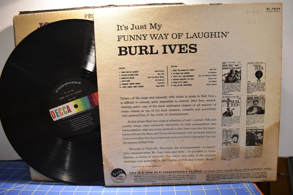 Burl Ives It’s Just My Funny Way of Laughin’ LP Decca DL 74279 Stereo - Image 2 of 2