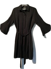 Banana Republic a-line shirt dress black women bell sleeves stripe Size 6