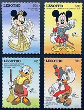 LESOTHO GRANADA '92 DISNEY STAMPS SET 1992 MNH CHARACTERS IN SPANISH COSTUMES 1