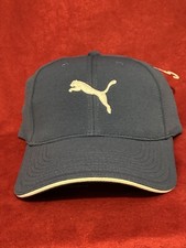 PUMA CAT Cap Dri Fit Stretch Fit S/M Golf Tour Running Hat Blue Navy NWT 
