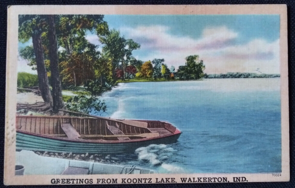 Antique linen postcard Greetings from Koontz Lake Walkerton Indiana eBay