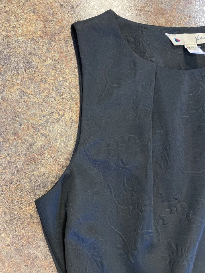 Yumi Womens Black Floral Embossed Fit Flare Sleeveless Circle Dress Sz 8 10 - Image 4 of 4