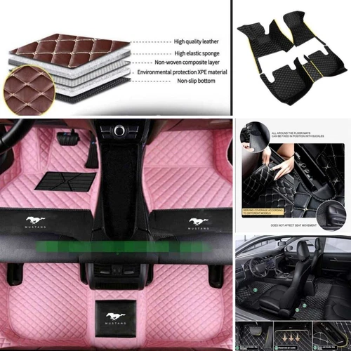 For Ford Mustang Coupe/Convertible Car Floor Mats & Trunk Mat Waterproof Carpets - Picture 21 of 52