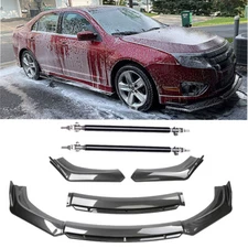 Front Bumper Lip Splitter Spoiler For Ford Fusion 2006-2014 Carbon Fiber Strut
