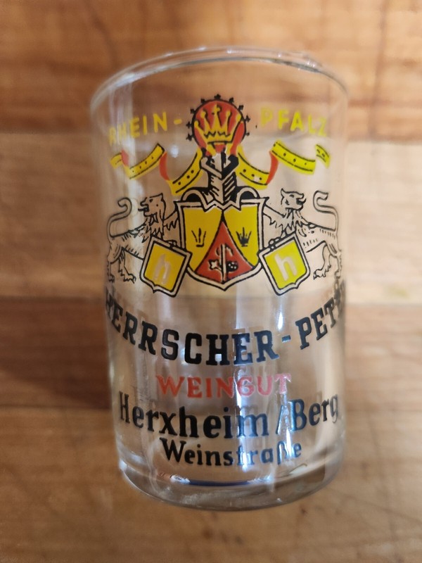 German Wine Tasting Souvenir Glass .1 liter 3.3 oz Shot Glass 70s