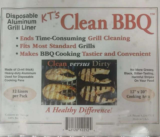 50 Clean BBQ Disposable 3mil Aluminum Barbecue Grill Liners 12x22 Ends