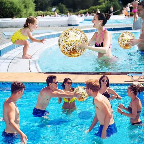 Sparkling Glitter Confettis Beach Balls - Safe PVC Material for Fun Activities - Picture 4 of 9
