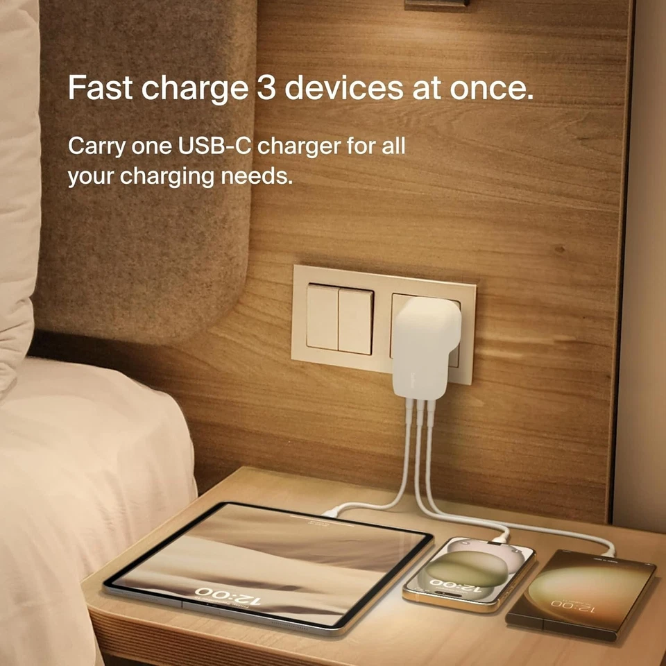 Belkin BoostCharge 3-Port USB-C  PD 3.1 Fast Charging Wall Charger with PPS 67W - Image 2 of 4