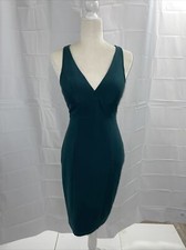 Privy Women's Green Sleeveless Midi Cocktail V-Neck Bodycon Dress S