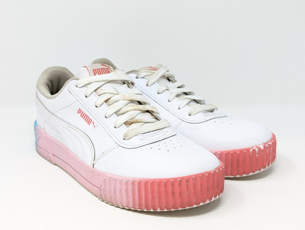 PUMA Women's Size 8 Carina L Summer Fade White Leather Lace Up Sneakers |  eBay