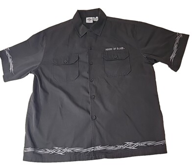 HOUSE OF BLUES Shirt Mens Large Embroidered Tribal Barbed Wire Button Down NEW