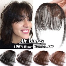 US CLEARANCE 100 Human Hair Bangs Clip In Fringe Front Hairpiece Thin Neat Bang
