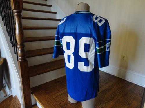 Camiseta deportiva de colección años 80 Seattle Seahawks Brian Blades #89 azul tejido arena adulto 40 BONITA - Imagen 5 de 8