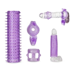 Male Penis Extension Sleeve Sheath Cock Ring Clit Stimulator Sex Toy Kit