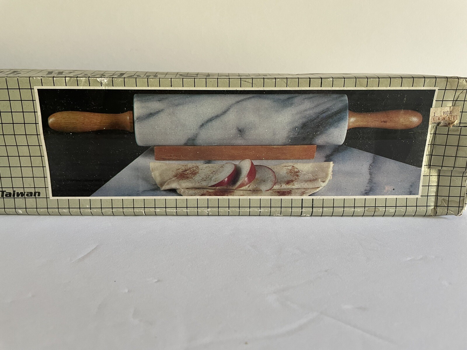 White Marble Rolling Pin Wood Handles Holder