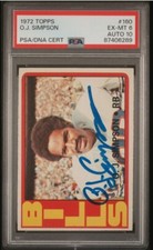 1972 Topps OJ Simpson Signed Football Card #160 PSA 6 DNA 10 Auto Certified HOF