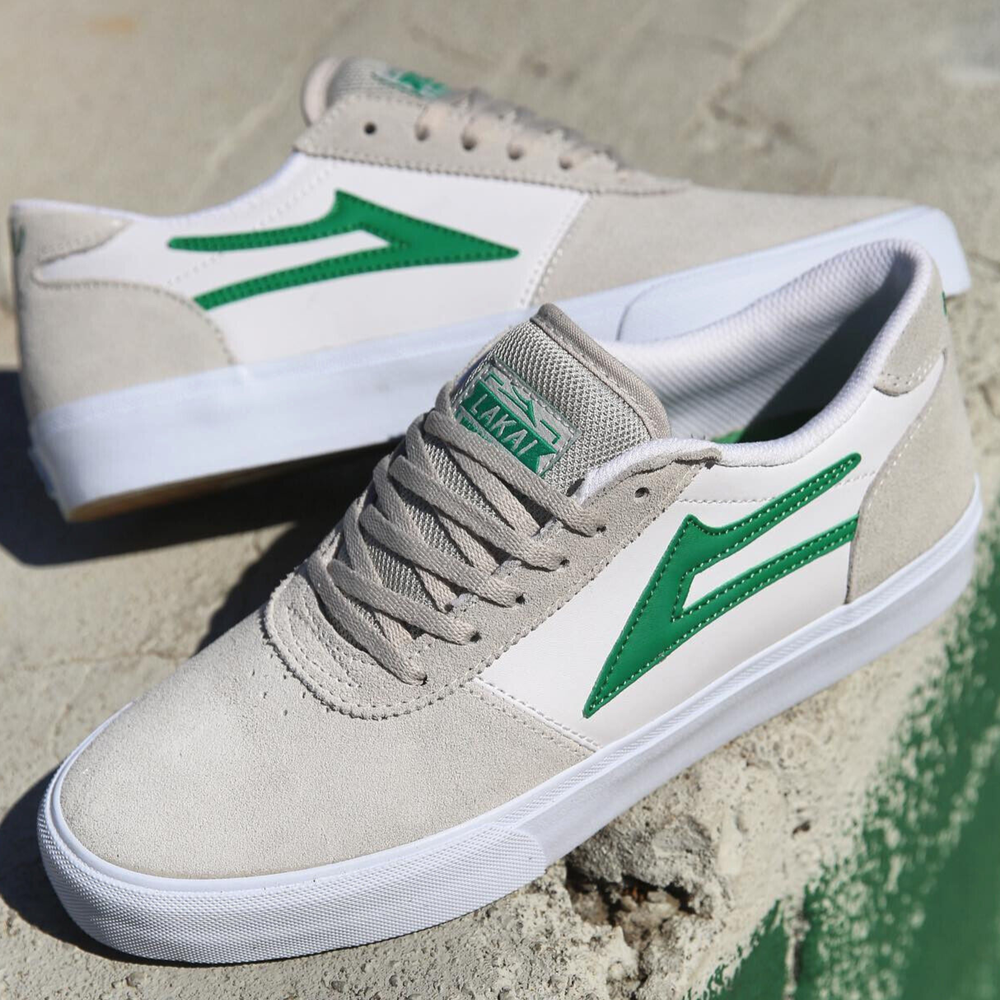 Lakai MANCHESTER size 10 WHITE GRASS GREEN SUEDE Skate Shoes/ cambridge GRIFFIN