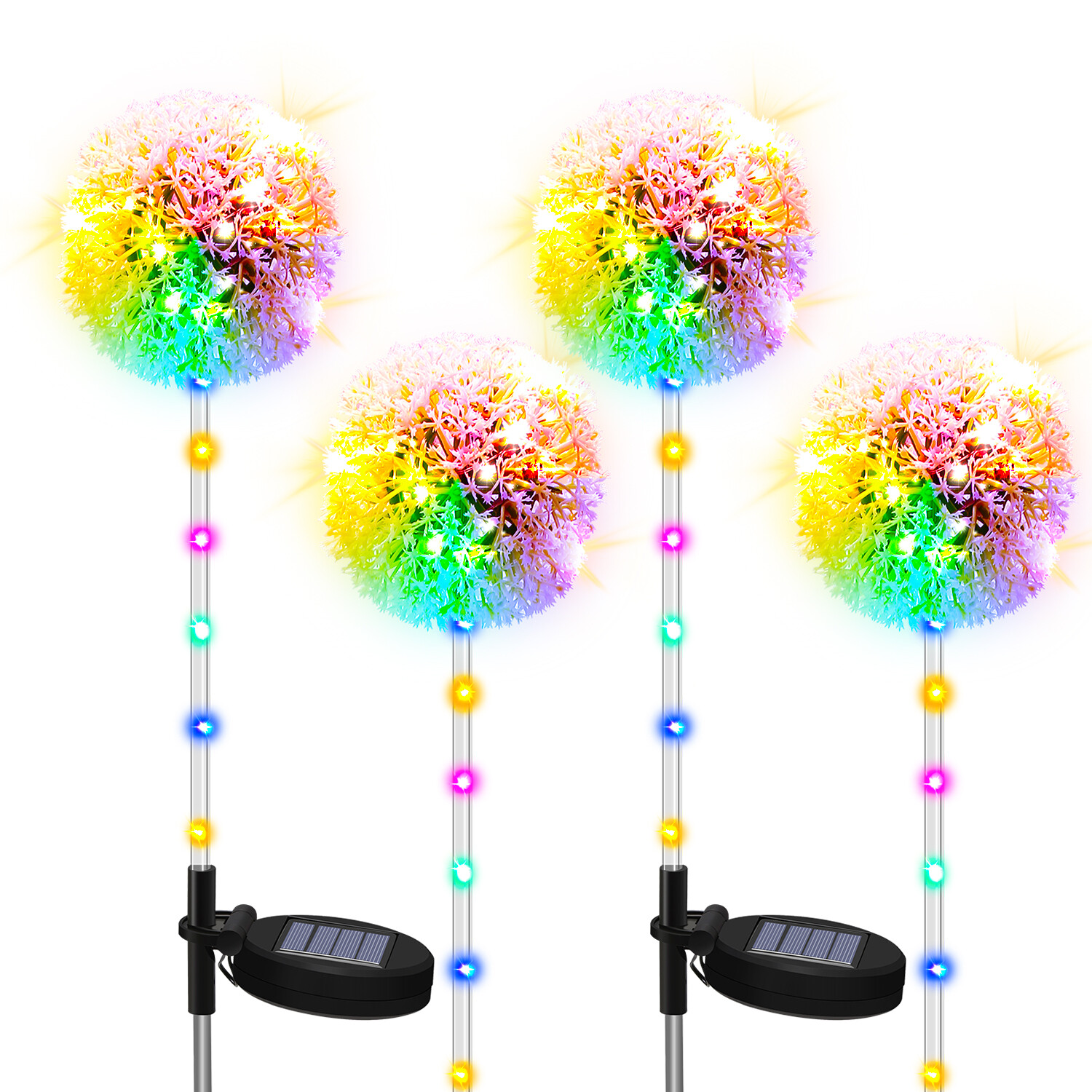 LED Solarleuchte Leuchten Löwenzahn Lichteffekt Blumen RGB Solarlampe 4 Stück
