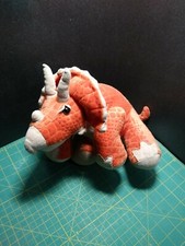 Animal Adventure Orange  Tan Triceratops Stuffed Plush Dinosaur Approx. 15"